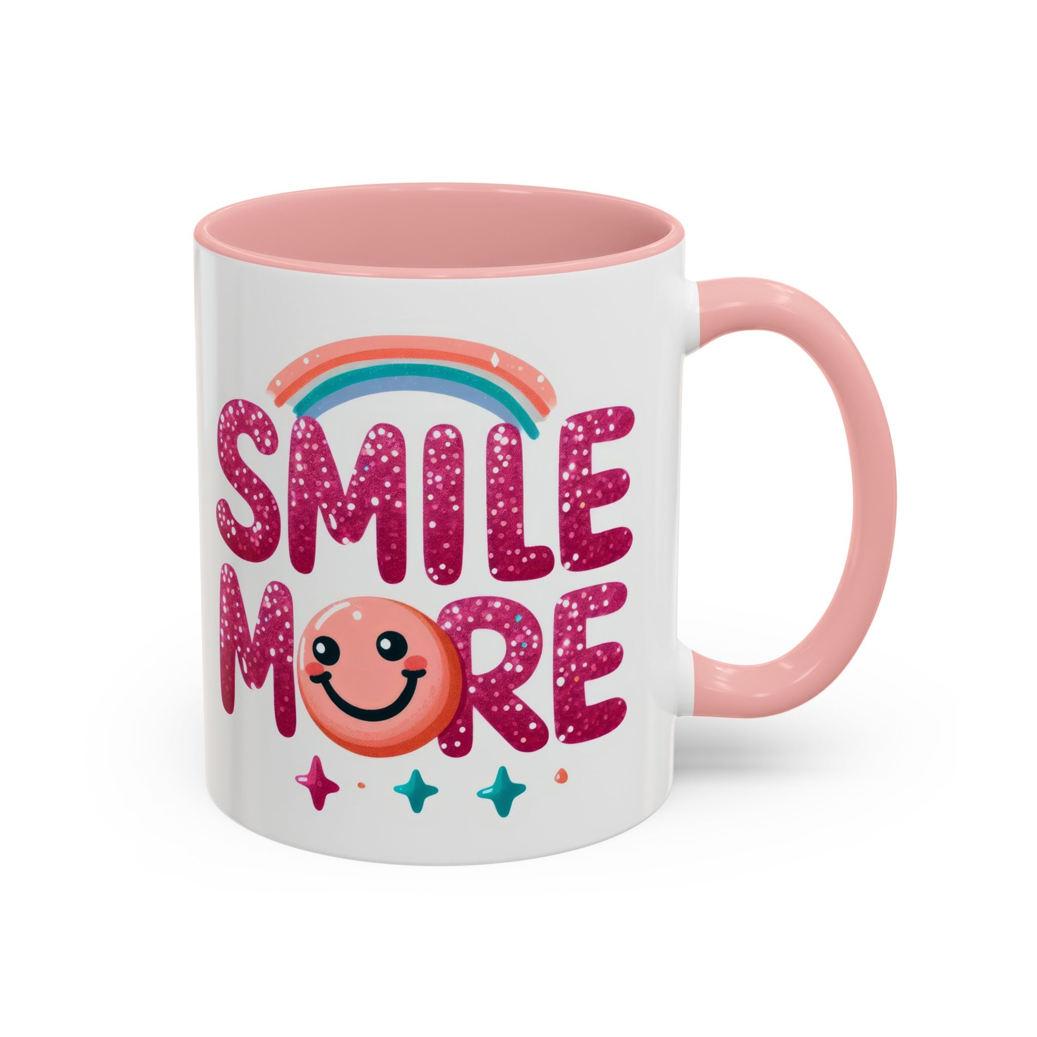 Smile More Coffee Mug – Cute Rainbow Smiley Accent Mug (11/15oz)