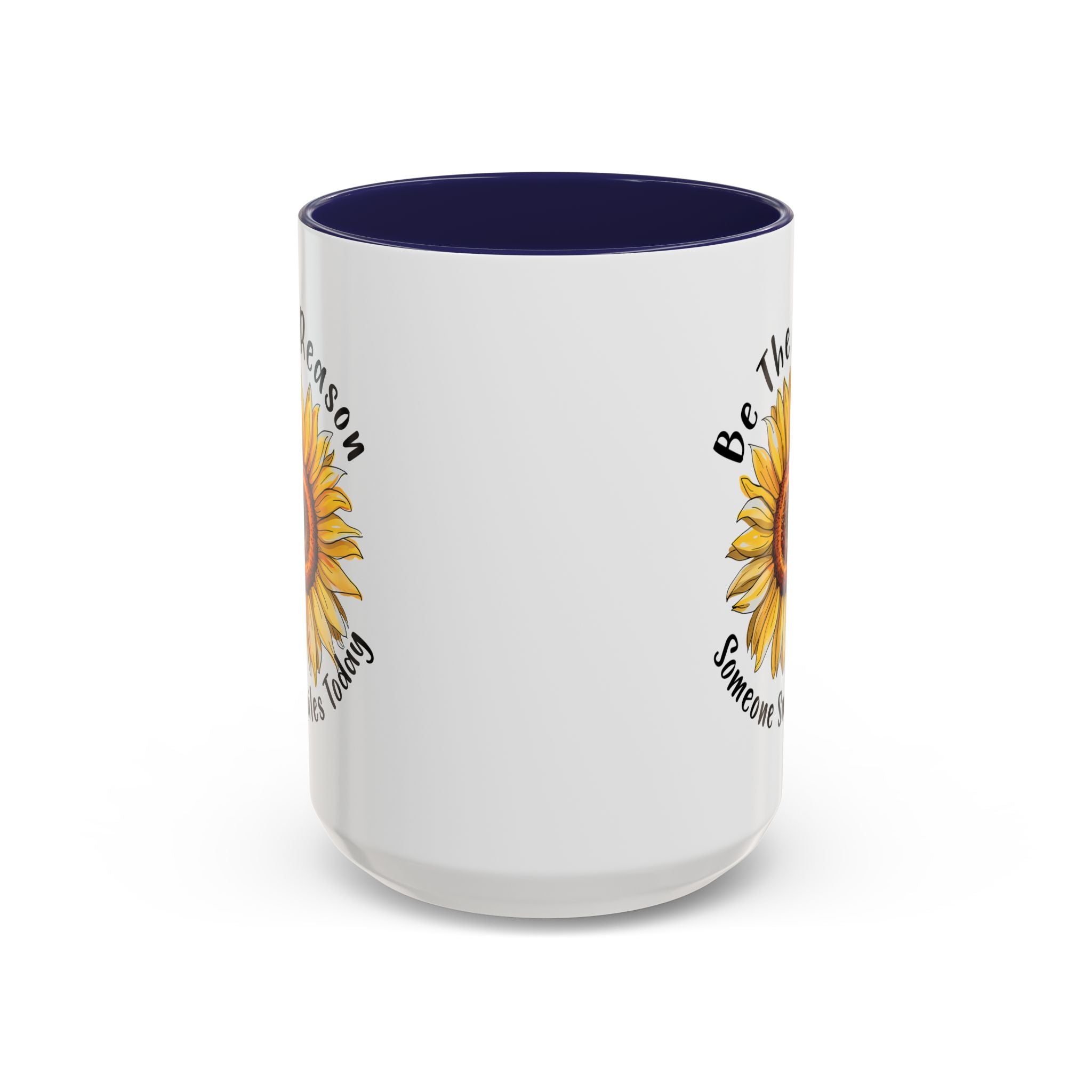 Sunflower Smile Accent Coffee Mug - Cheerful Gift for Friends, Inspirational Mug, 11oz/15oz, Daily Motivation, Brighten Someone's Day