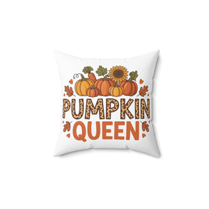 Pumpkin Queen Square Pillow, Fall Decor, Autumn Cushion, Harvest Home Decor, Thanksgiving Gift, Seasonal Accent Pillow