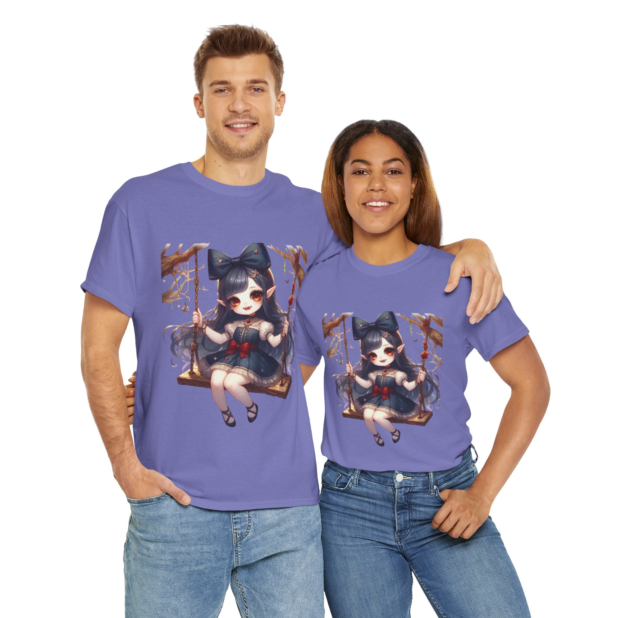 vampire girl on a swing horror Unisex Heavy Cotton Tee men women halloween #23