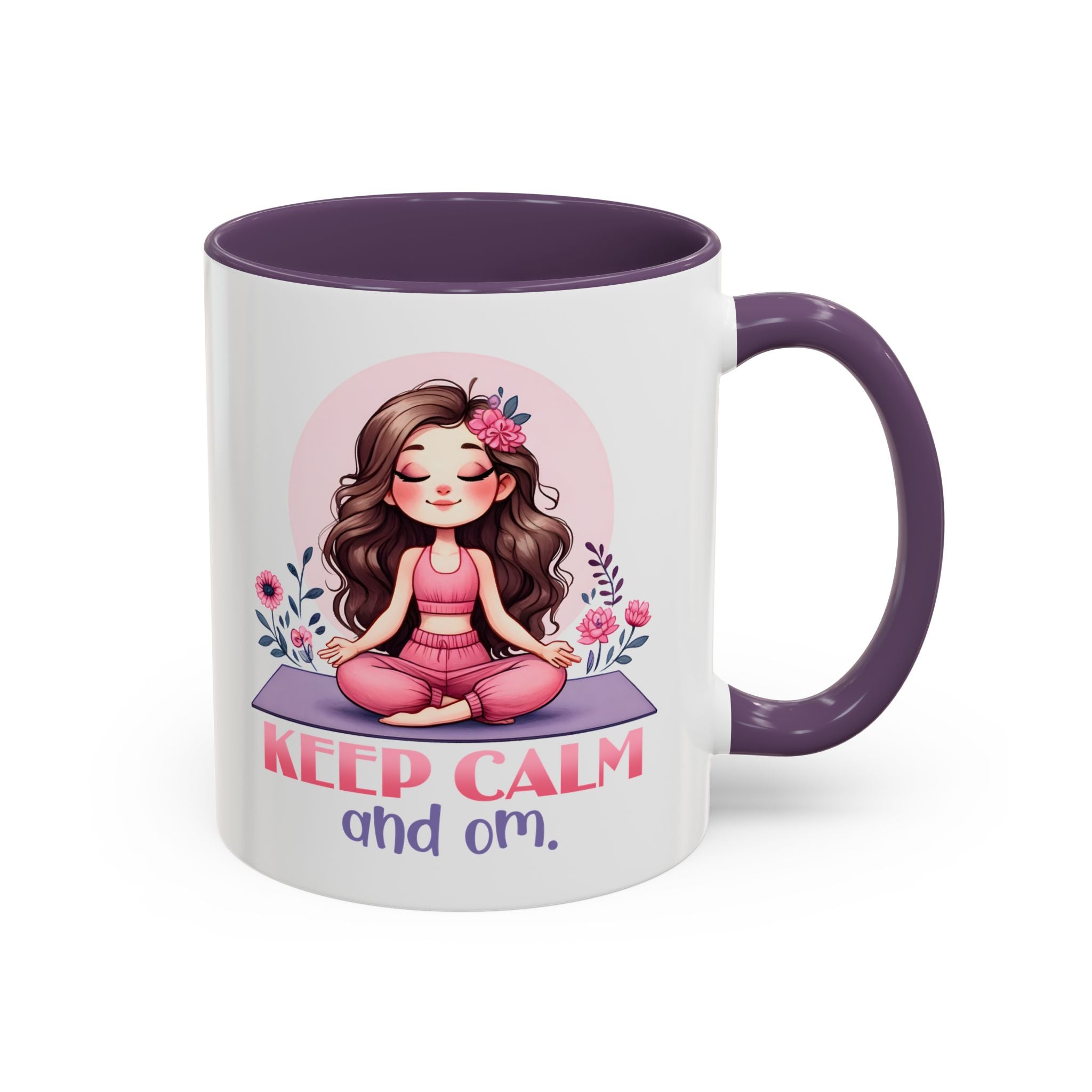 Relaxing Yoga Coffee Mug, Keep Calm and Om Mug, Inspirational Gift, Meditation Mug, Self-Care Coffee Cup, Yoga Lover's Gift
