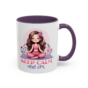 Relaxing Yoga Coffee Mug, Keep Calm and Om Mug, Inspirational Gift, Meditation Mug, Self-Care Coffee Cup, Yoga Lover's Gift