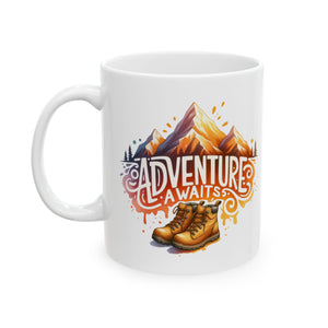 Adventure coffee Mug, Coffee Lover Gift, Camping Mug, Hiking Coffee Cup, Nature Lover Ceramic, Outdoor Adventure Drinkware