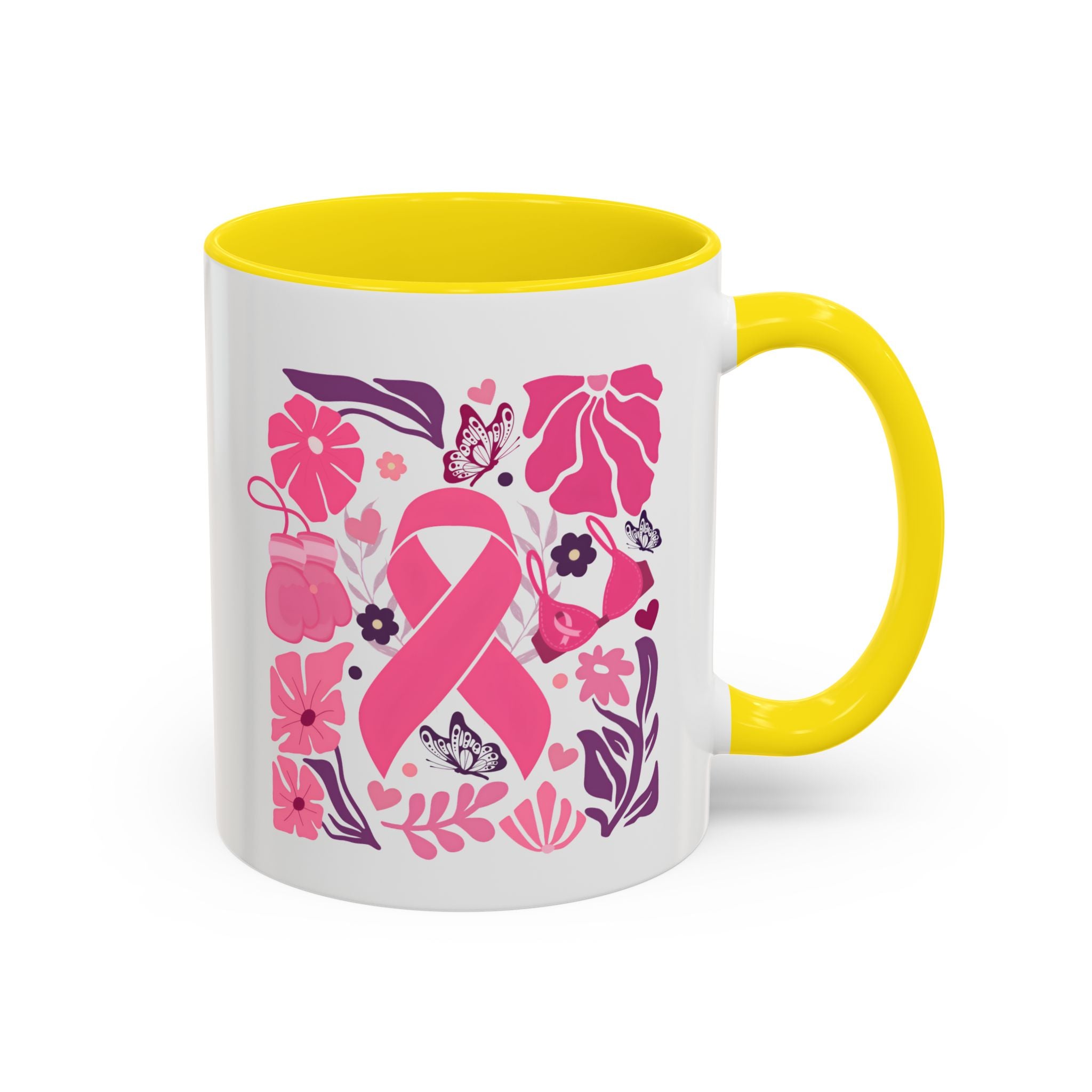 Pink Floral Awareness Coffee Mug, Breast Cancer Awareness Mug, Gift for Her, Supportive Drinkware, Motivational Mug