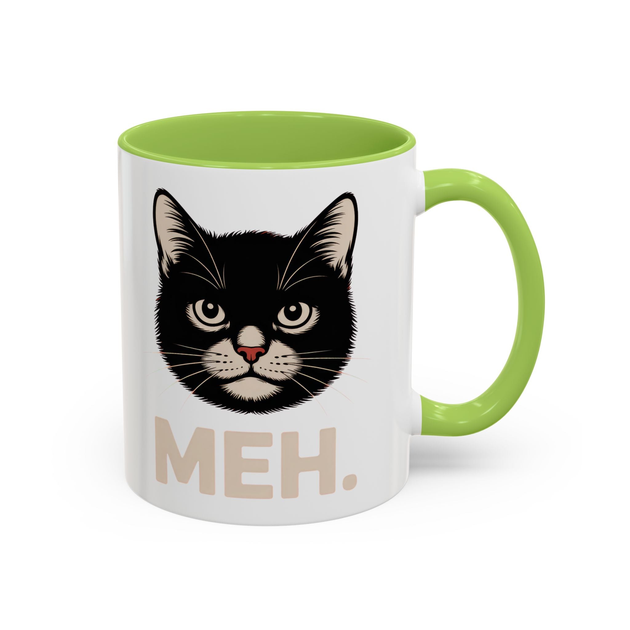 Tuxedo Cat 'MEH.' Accent Coffee Mug — Funny Cat Lover Ceramic Mug