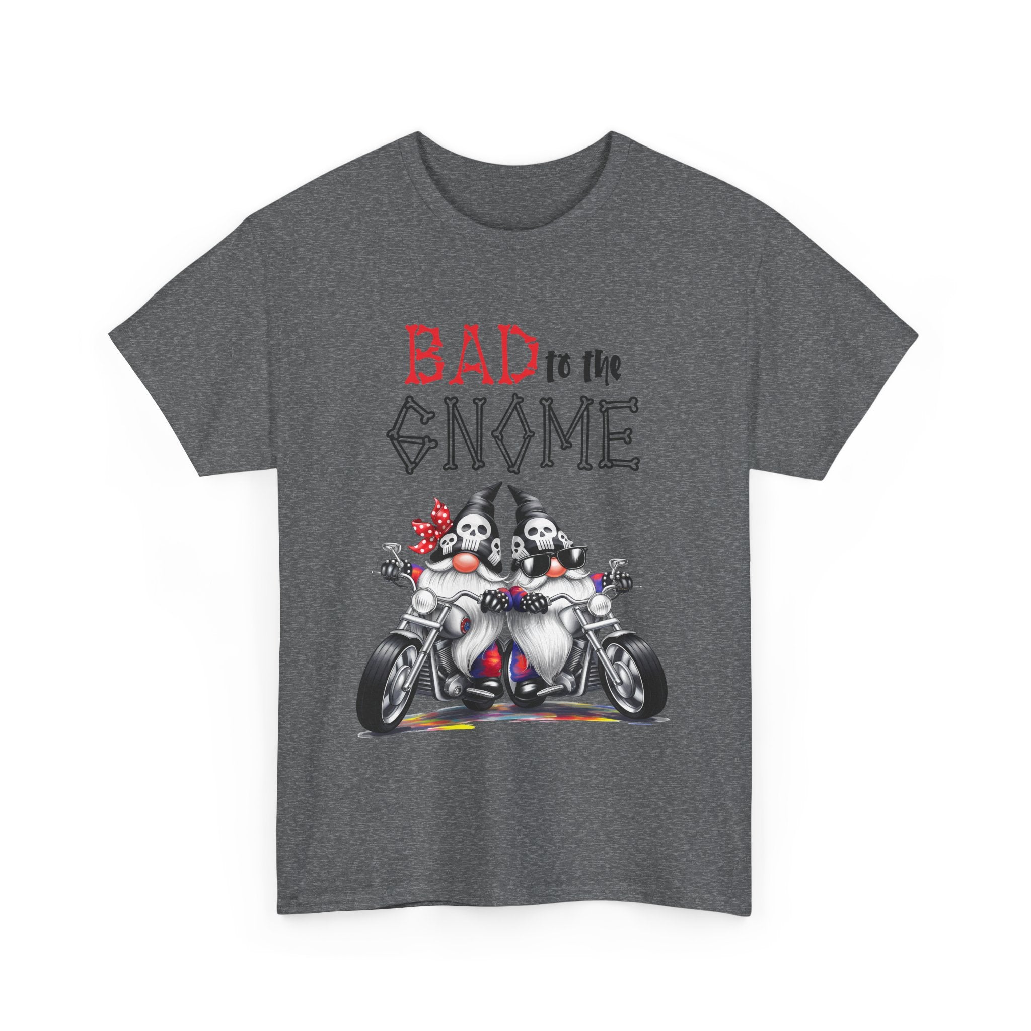 Bad to the Gnome Unisex Heavy Cotton Tee - Fun and Whimsical Biker Shirt