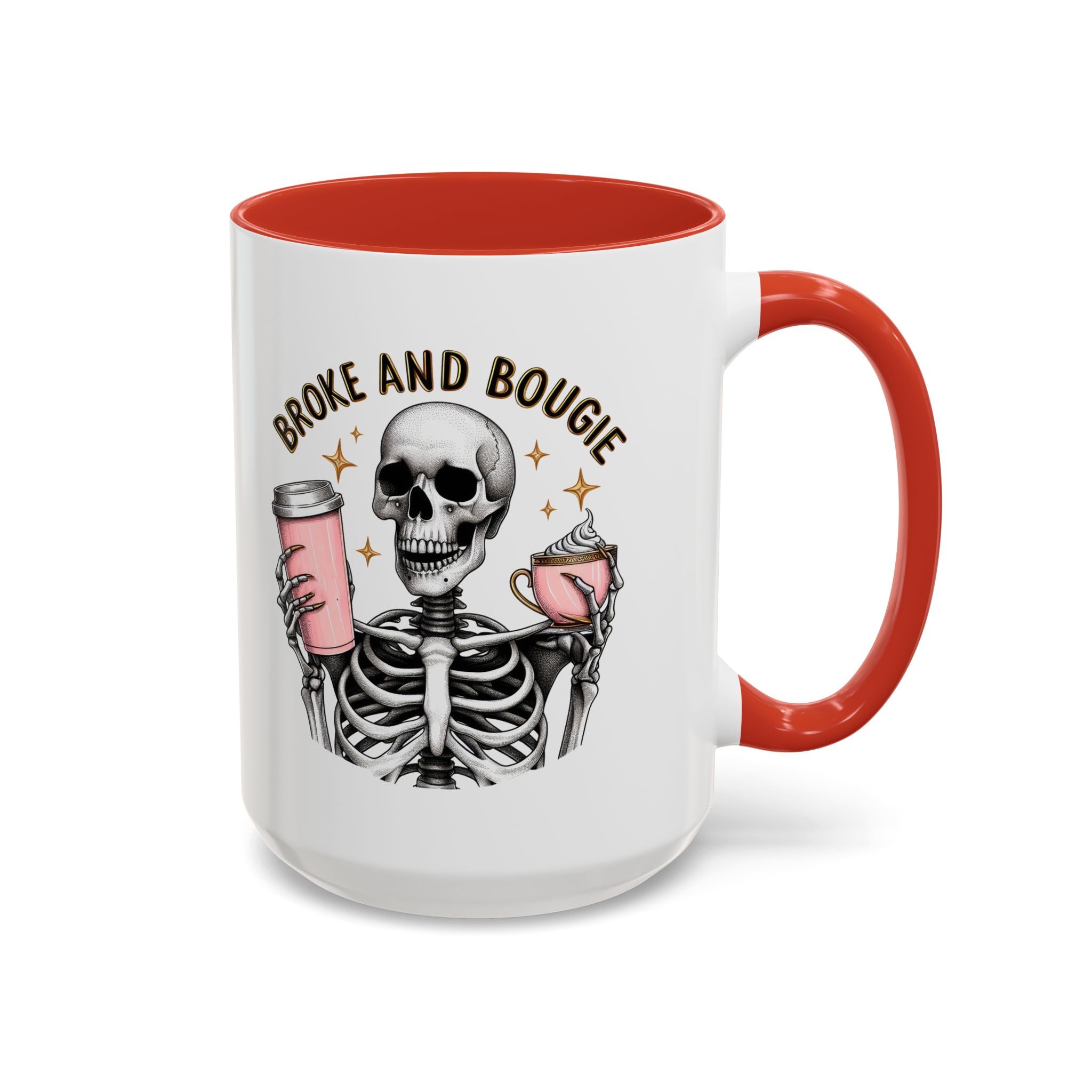 Broke and Bougie Coffee Mug, Skeleton Mug, Halloween Mug, Unique Gift for Coffee Lovers, Spooky Decor