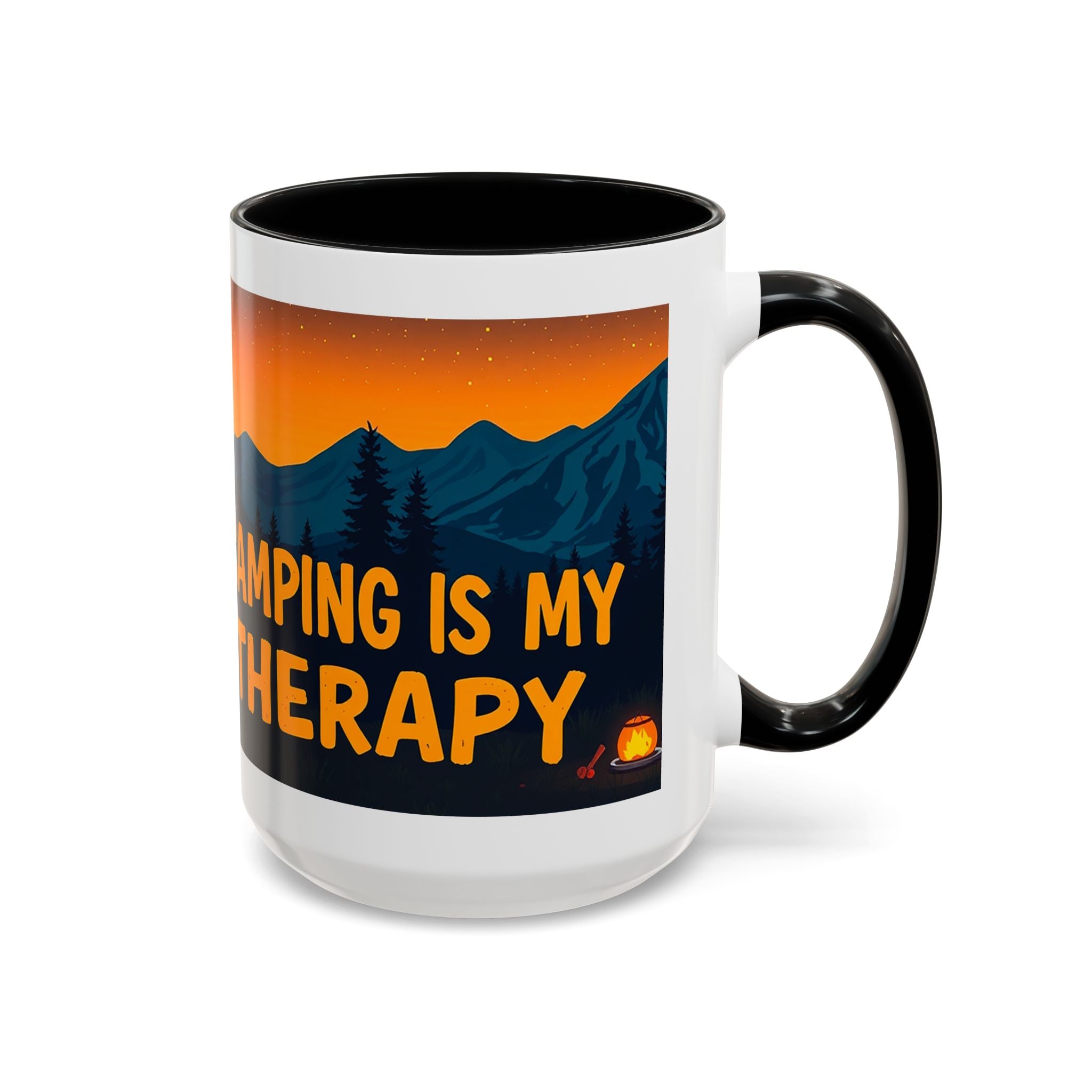 Camping Therapy Mug - Adventure Lover's Coffee Cup, Gift for Campers, Hiking Drinkware, Outdoorsy Coffee Mug, Nature Lover's Cup