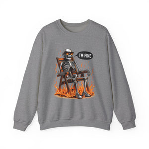 Chill Vibes Skeleton Sweatshirt, Unisex Crewneck, Perfect for Halloween, Casual Wear, Gift for Friends, Cozy Lounge Wear