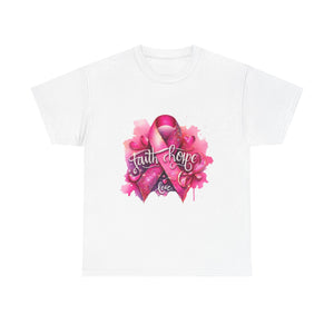 Breast Cancer Awareness Tee, Faith and Hope Message Shirt, Support Shirt, Gift for Survivors, Inspirational T-Shirt