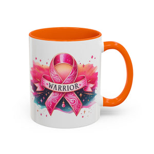 Pink Ribbon Warrior Coffee Mug, Support Breast Cancer Awareness Gift, Inspirational Mug, Cancer Survivor Merchandise, 11oz 15oz Mug