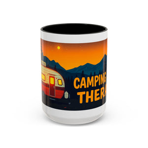 Camping Therapy Mug - Adventure Lover's Coffee Cup, Gift for Campers, Hiking Drinkware, Outdoorsy Coffee Mug, Nature Lover's Cup