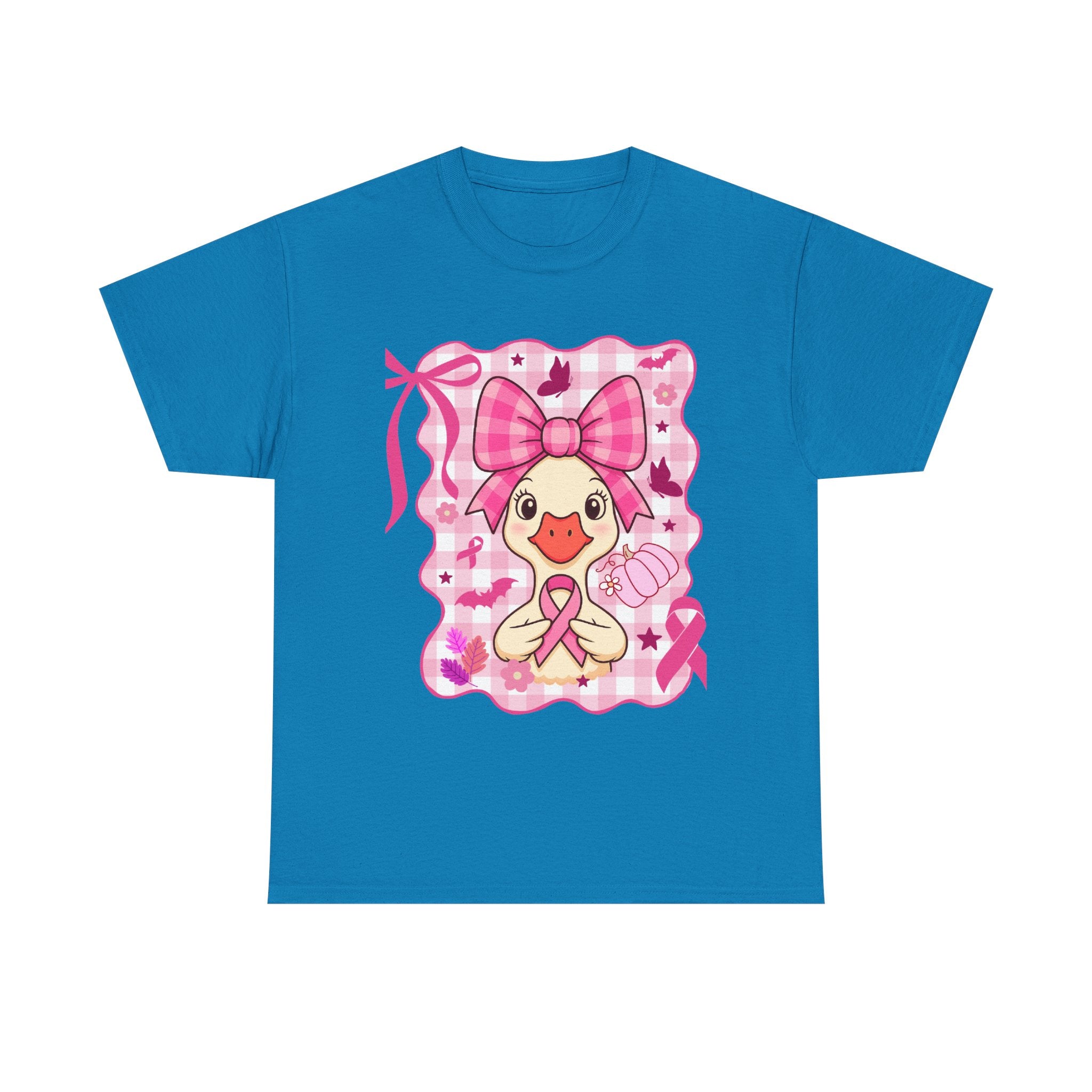 Cute Pink Ribbon Duck Tee, Breast Cancer Awareness Shirt, Funny Unisex Cotton T-Shirt, Gift for Her, Cute Animal Apparel