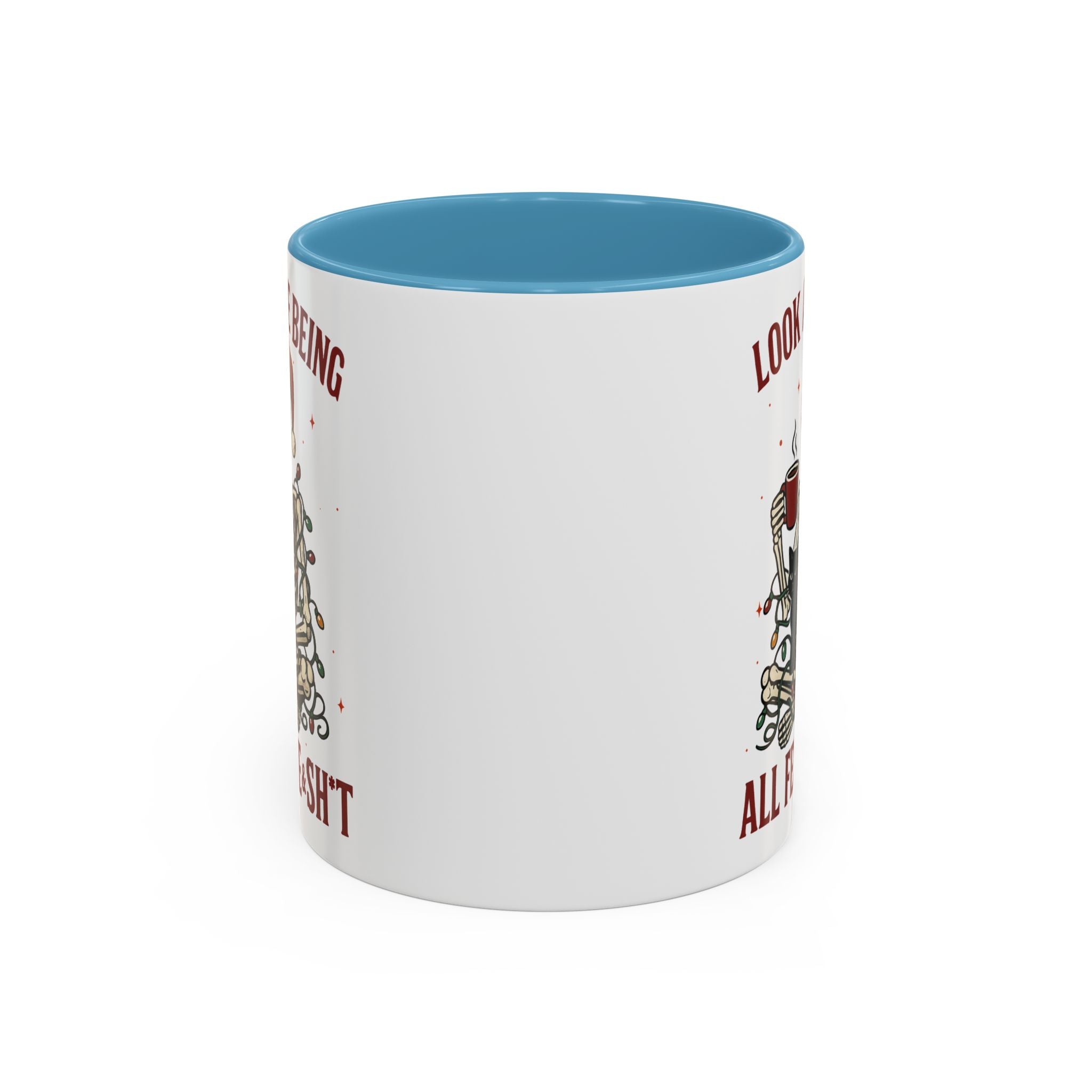 Festive Skeleton Christmas cheer winter Coffee Mug funny adult humor cup