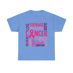 Cancer Awareness Unisex Tee, Support Cancer Fighters, Fight Against Cancer, Gift for Survivors, Hope & Love T-Shirt