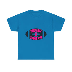 Motivational Football Tee, Never Give Up Shirt, Unisex Cotton T-shirt, Support Awareness, Athletic Gift, Sportswear, Inspirational Apparel