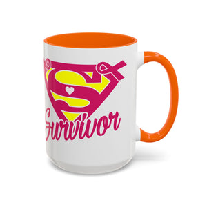 Survivor Mug 11oz & 15oz | Cancer Awareness, Motivational Gift, Empowerment, Superhero Theme, Unique Coffee Cup
