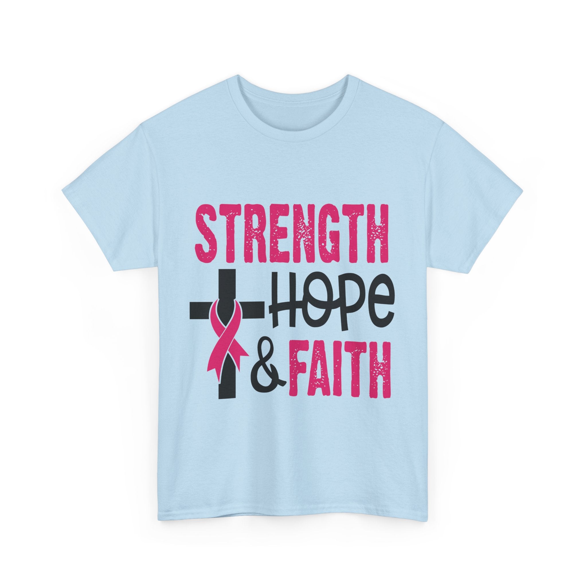 Unisex Cotton Tee - Strength, Hope & Faith, Inspirational Shirt, Breast Cancer Awareness Tee, Faith-Based Apparel, Motivational Gift