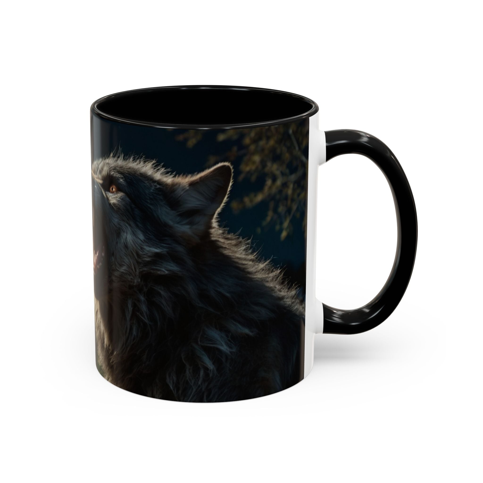 werewolf Howling Wolf Accent Coffee Mug – Gothic Cemetery Night Design (11/15oz) fantasy horror