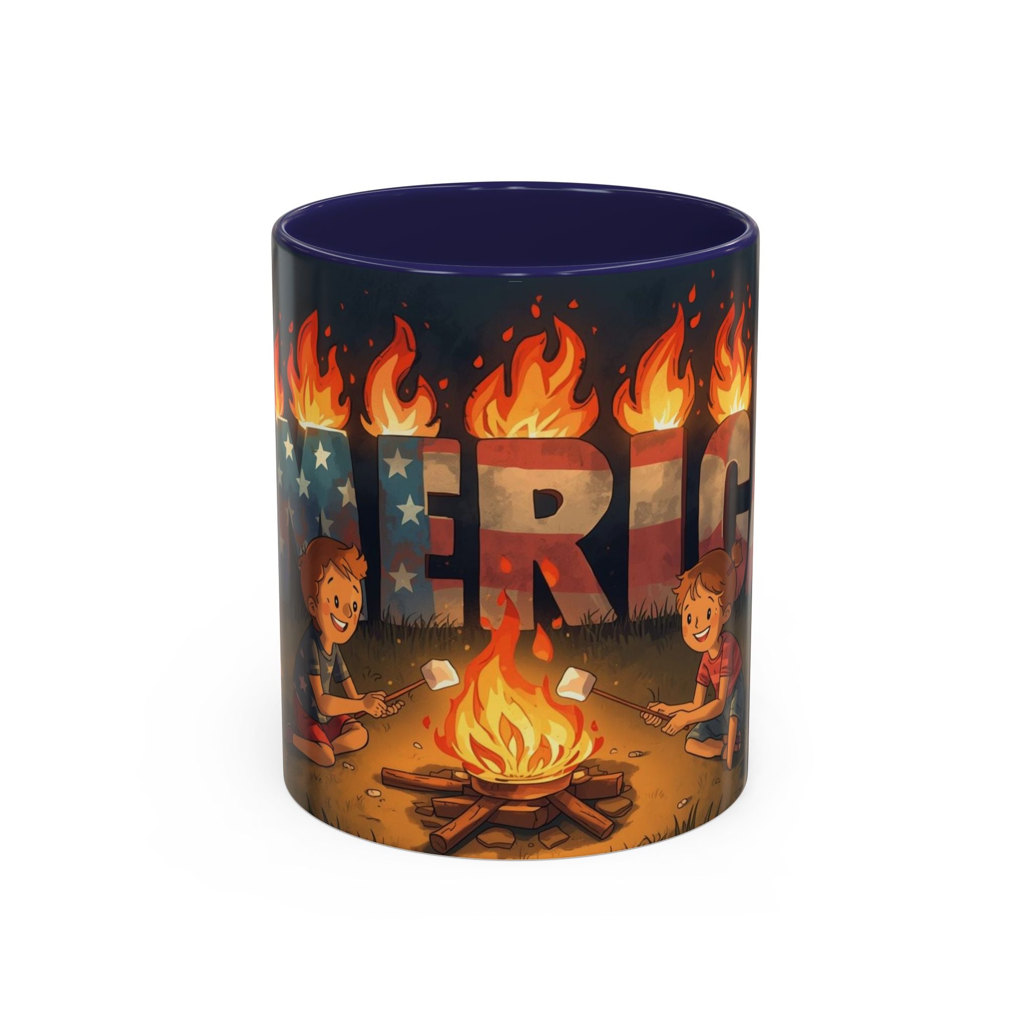 Patriotic Camping Coffee Mug - Fun America Design, Perfect for , Campfire Gatherings, Super for Gifts