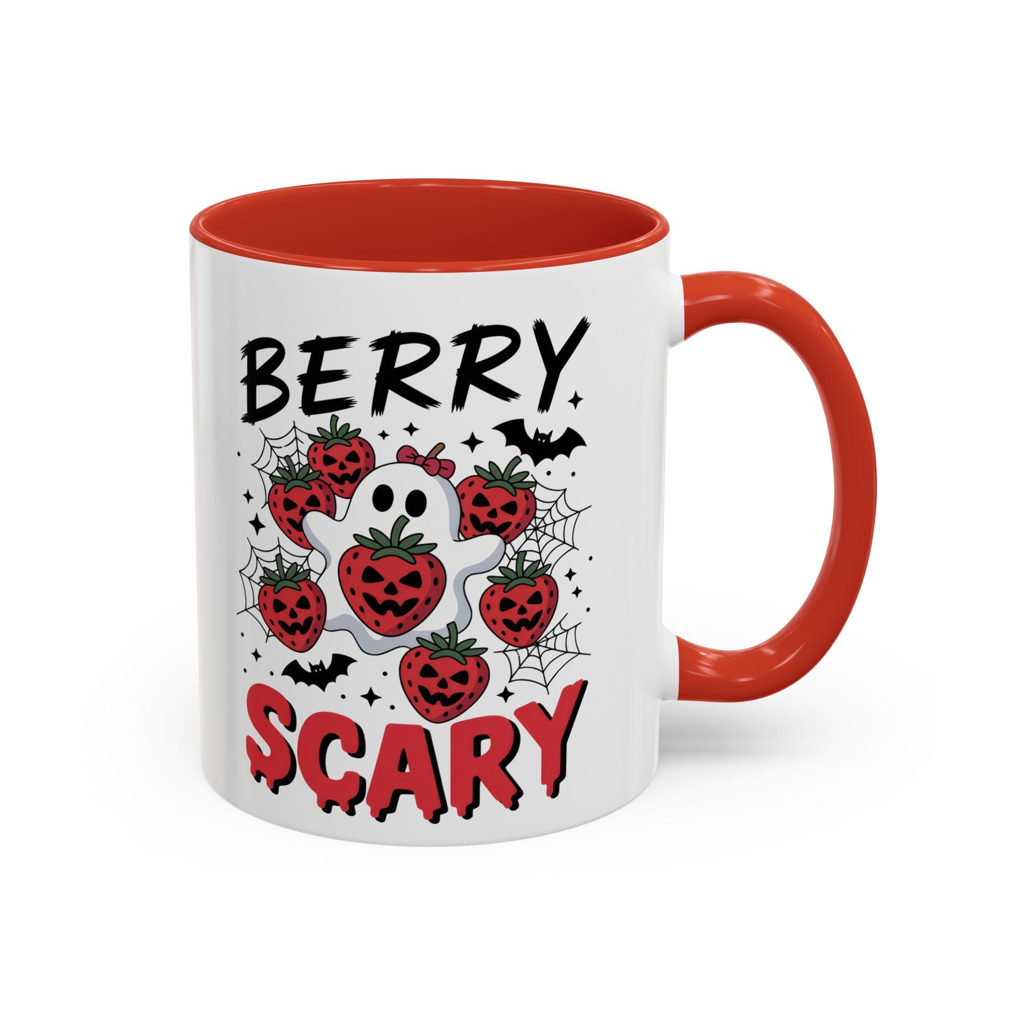 Berry Scary Coffee Mug — Halloween Ghost & Jack‑o'-Lantern Strawberries (11/15 oz)