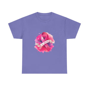Empowering Cancer Awareness Tee - She is Strong, Support Shirt, Gift for Survivors, Pink Ribbon Apparel, Breast Cancer Awareness