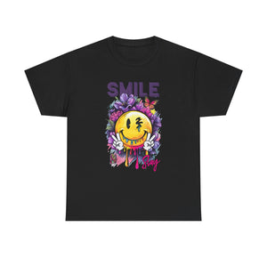 Smile Floral Graphic Tee unisex cotton tee gothic