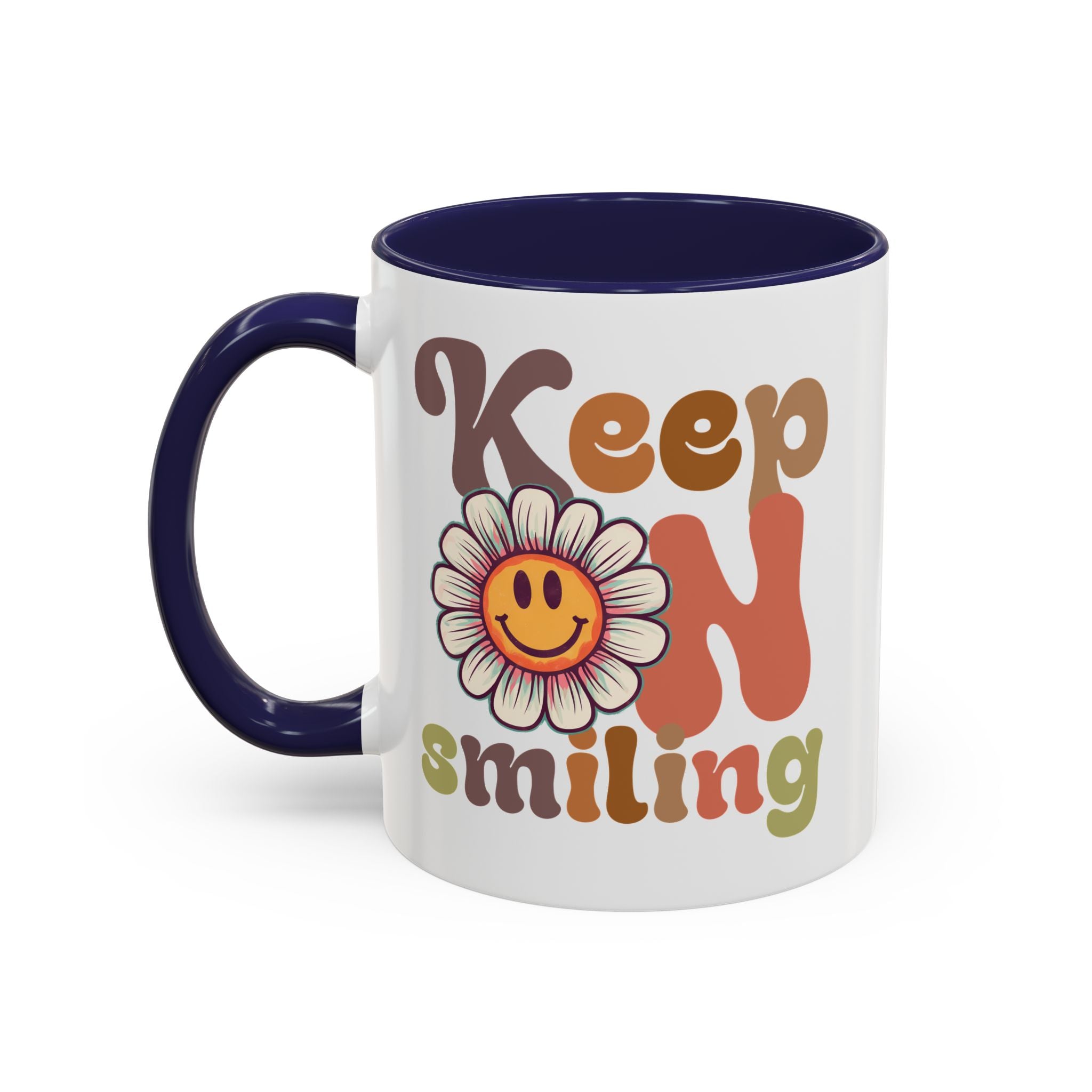 Keep Smiling Floral Coffee Mug - Cheerful 11 & 15oz Accent Mug for Daily Motivation