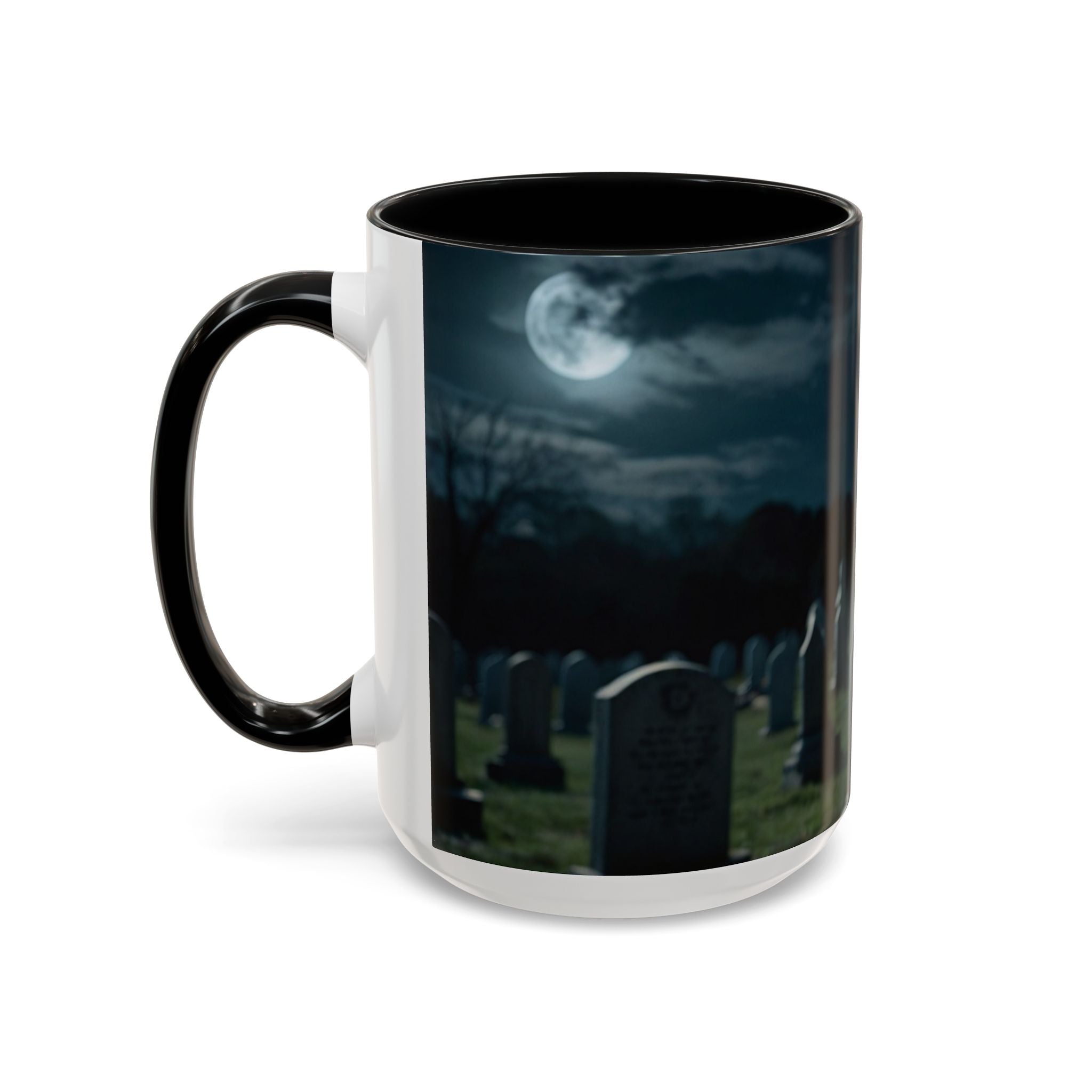 werewolf Howling Wolf Accent Coffee Mug – Gothic Cemetery Night Design (11/15oz) fantasy horror