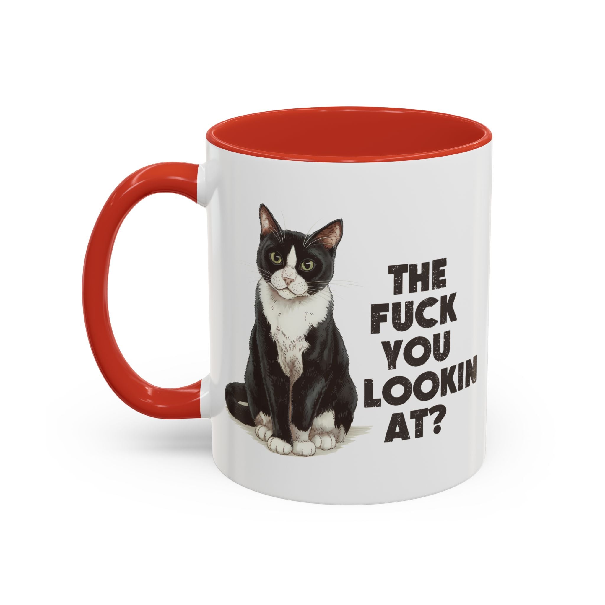 Humorous Cat Accent Coffee Mug - "What You Lookin' At?" 11/15oz attitude and sarcasm