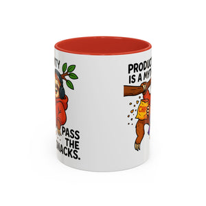 Funny Sloth Coffee Mug, Humor Mug Gift, Productivity Myth Mug, Cute Sloth Cup, Quirky Office Mug