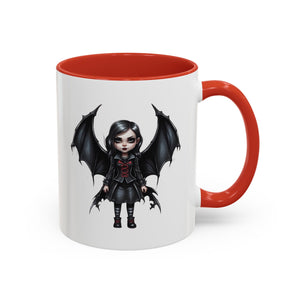 Gothic vampire girl with bat wings horror art Accent Coffee Mug (11, 15oz) vamp18