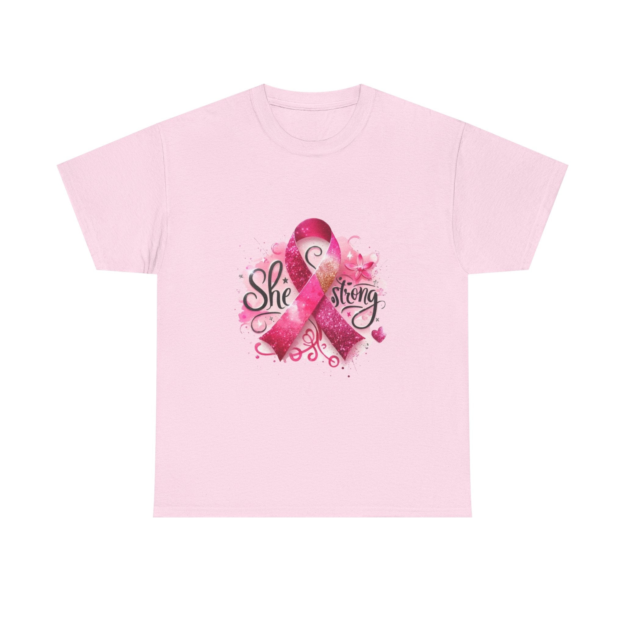 Breast Cancer Awareness Tee - She's Strong, Gift for Survivors, Supportive T-Shirt, Awareness Month, Inspirational Apparel
