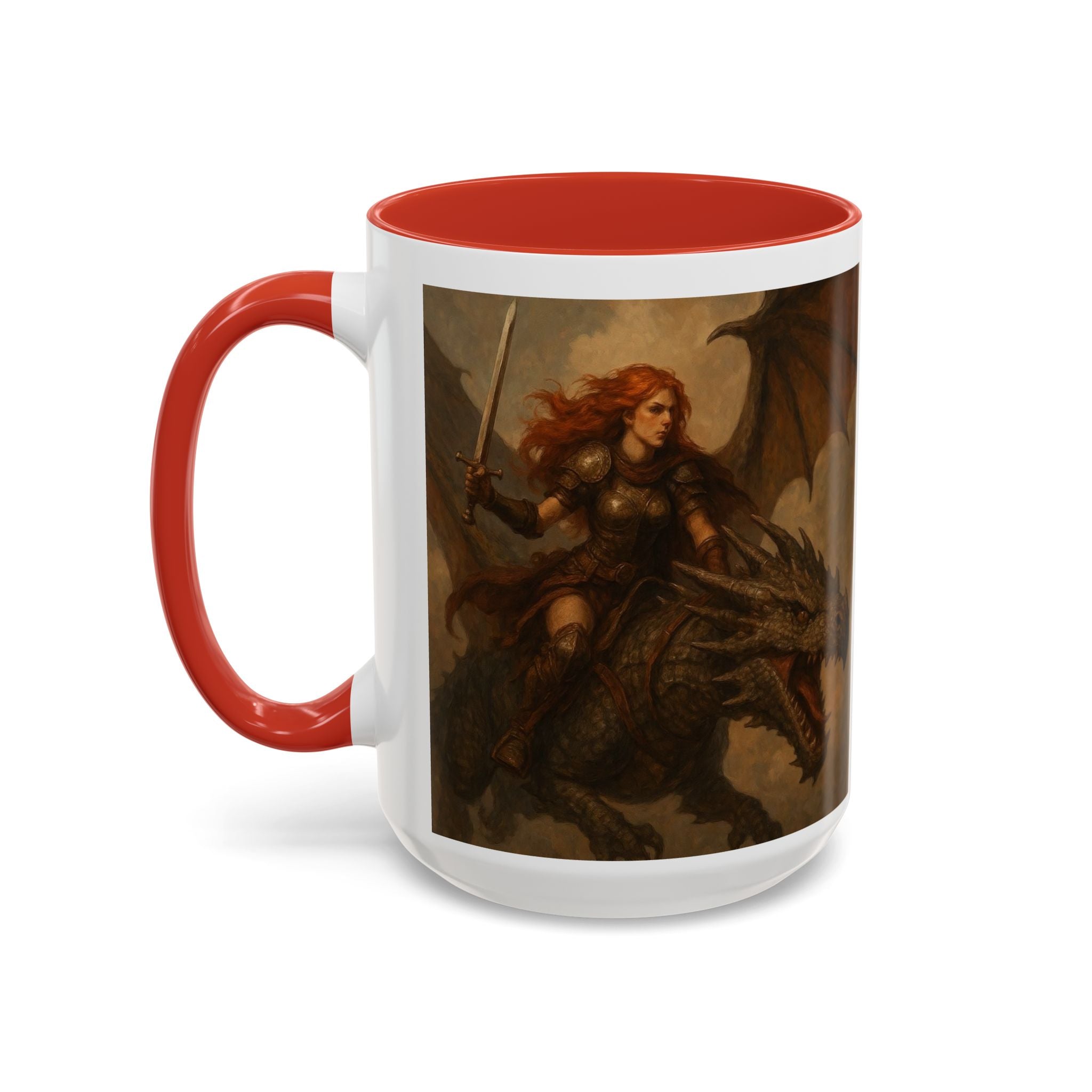 Fantasy Dragon Rider Coffee Mug gothic woman warrior queen