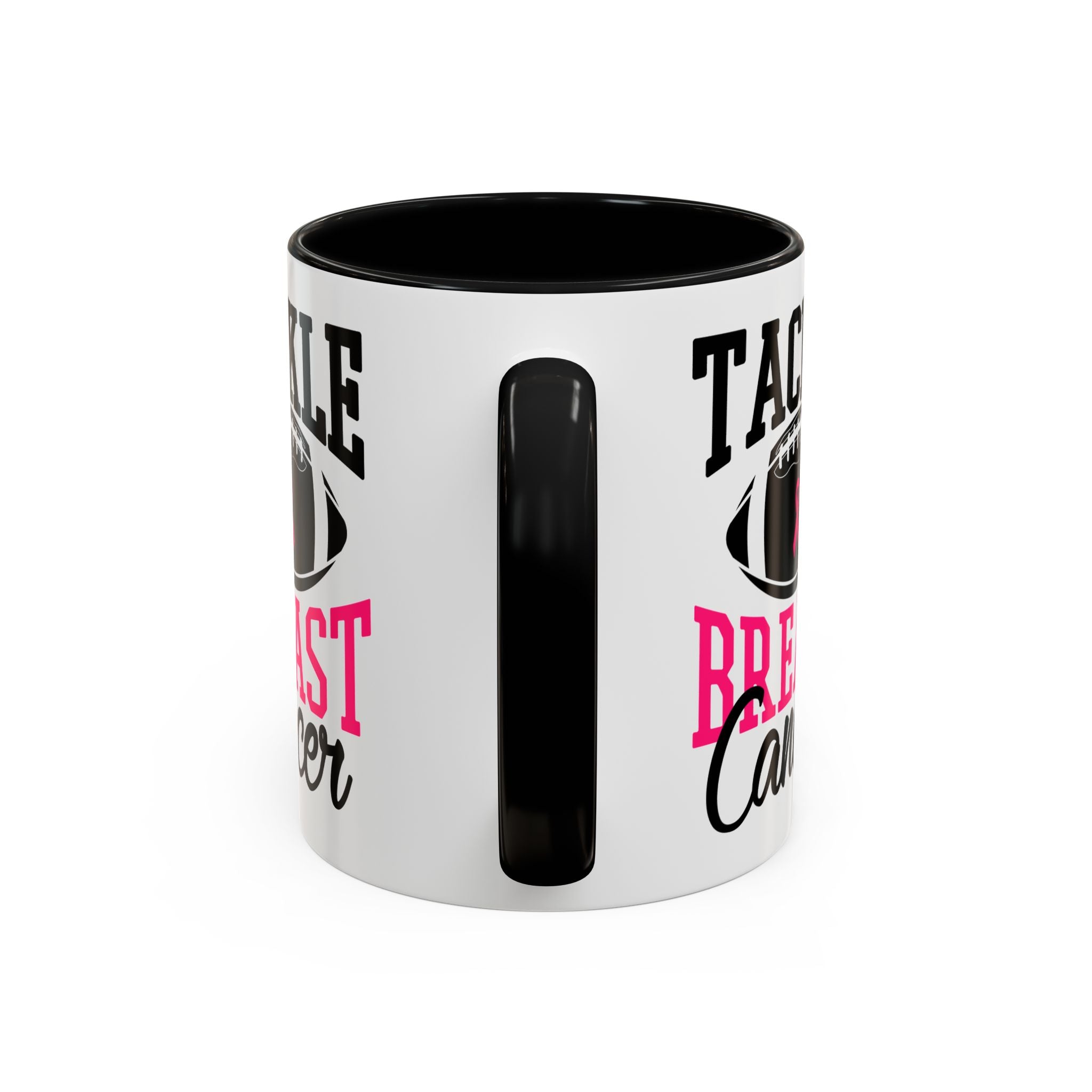 Tackle Breast Cancer Coffee Mug, Supportive Gift for Football Fans, Awareness Mug, Cheer Team Spirit, Fundraiser Drinkware