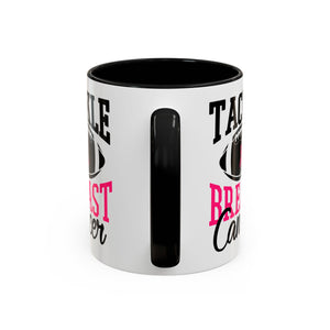 Tackle Breast Cancer Coffee Mug, Supportive Gift for Football Fans, Awareness Mug, Cheer Team Spirit, Fundraiser Drinkware