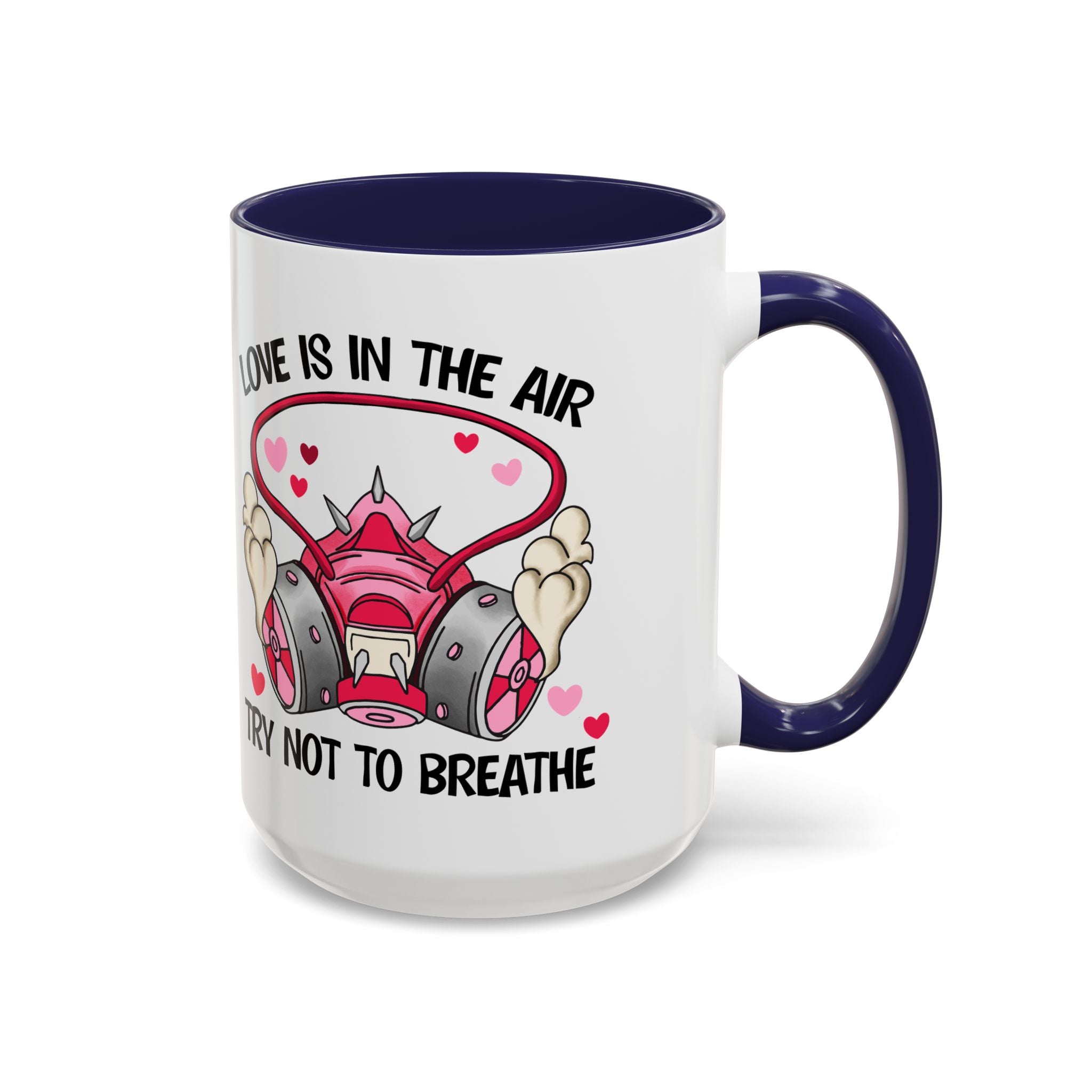 Love Is In The Air Gas Mask Coffee Mug — Funny anti Valentine Gift (11/15oz)