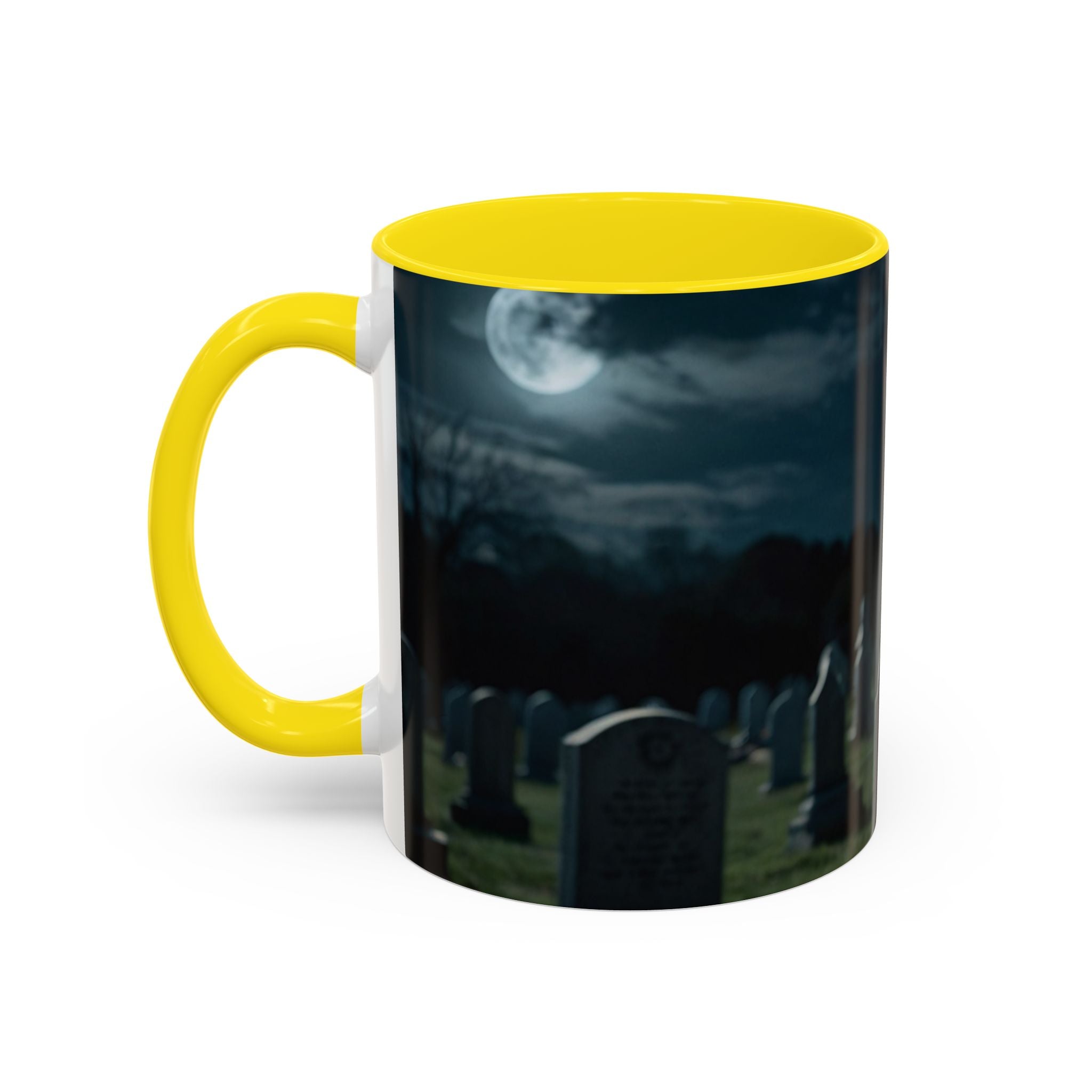 werewolf Howling Wolf Accent Coffee Mug – Gothic Cemetery Night Design (11/15oz) fantasy horror