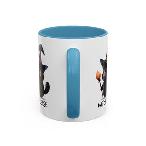 Cute Witch Cat Coffee Mug - Perfect for Halloween, Cat Lover Gift, Witch Please Design, Black Cat Mug, Cozy Drinkware