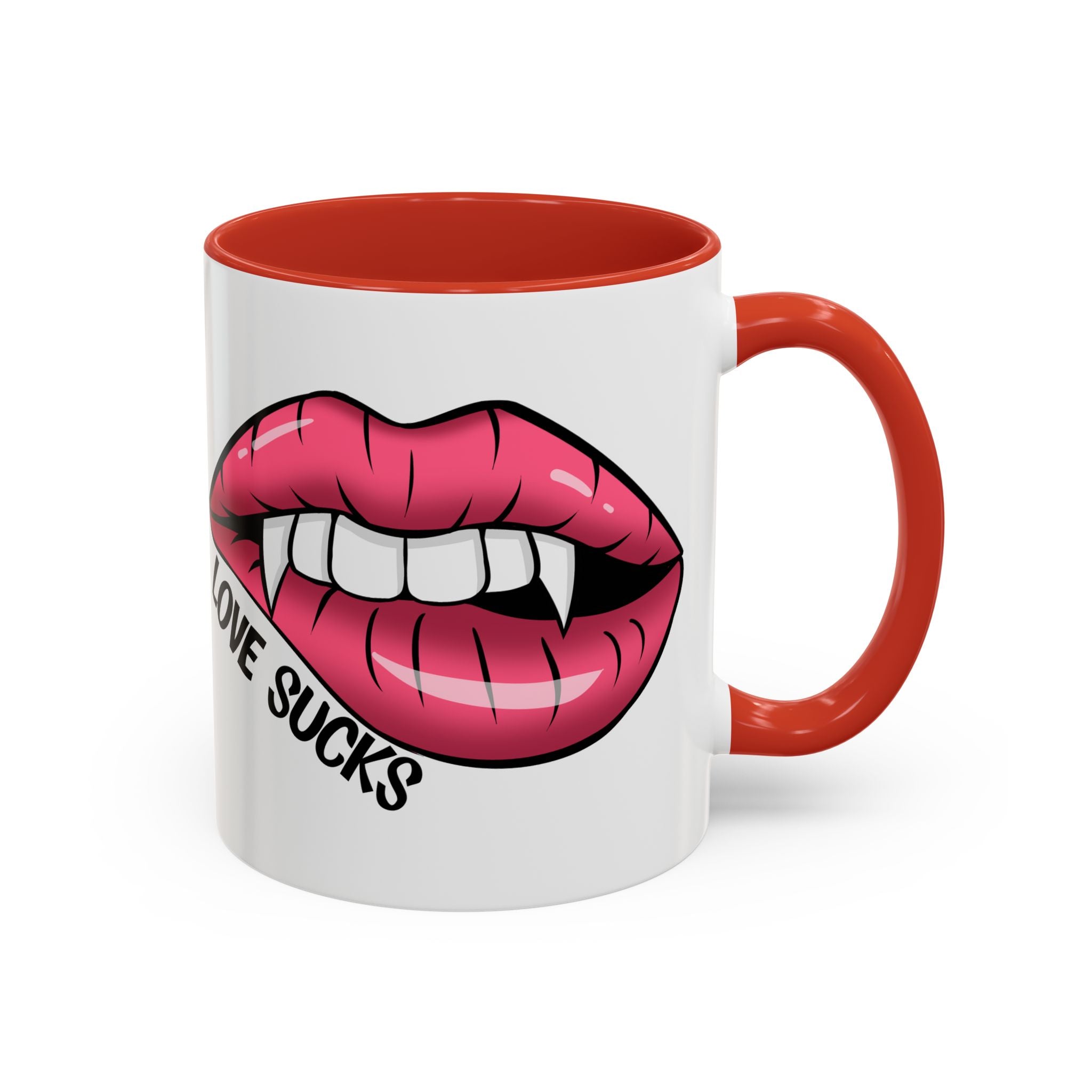 anti valentine Accent Coffee Mug - 'Love Sucks' Vampire Lips Coffee Mug