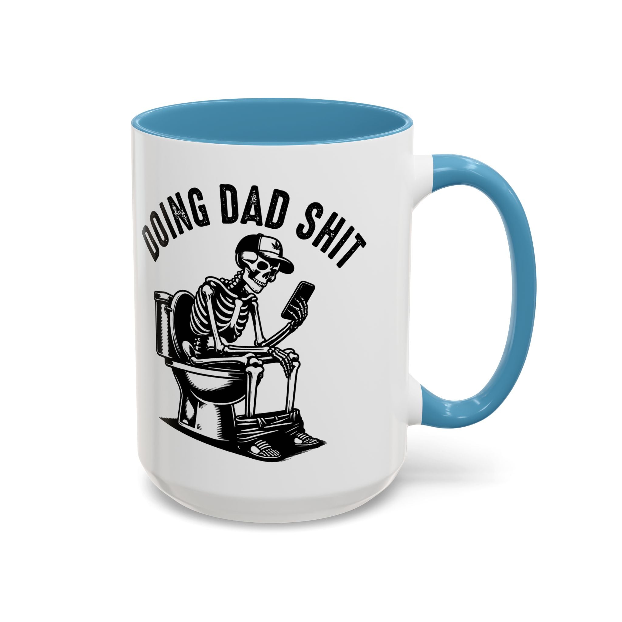 Doing Dad Shit Coffee Mug — Funny Skeleton Dad Toilet Humor Accent Mug