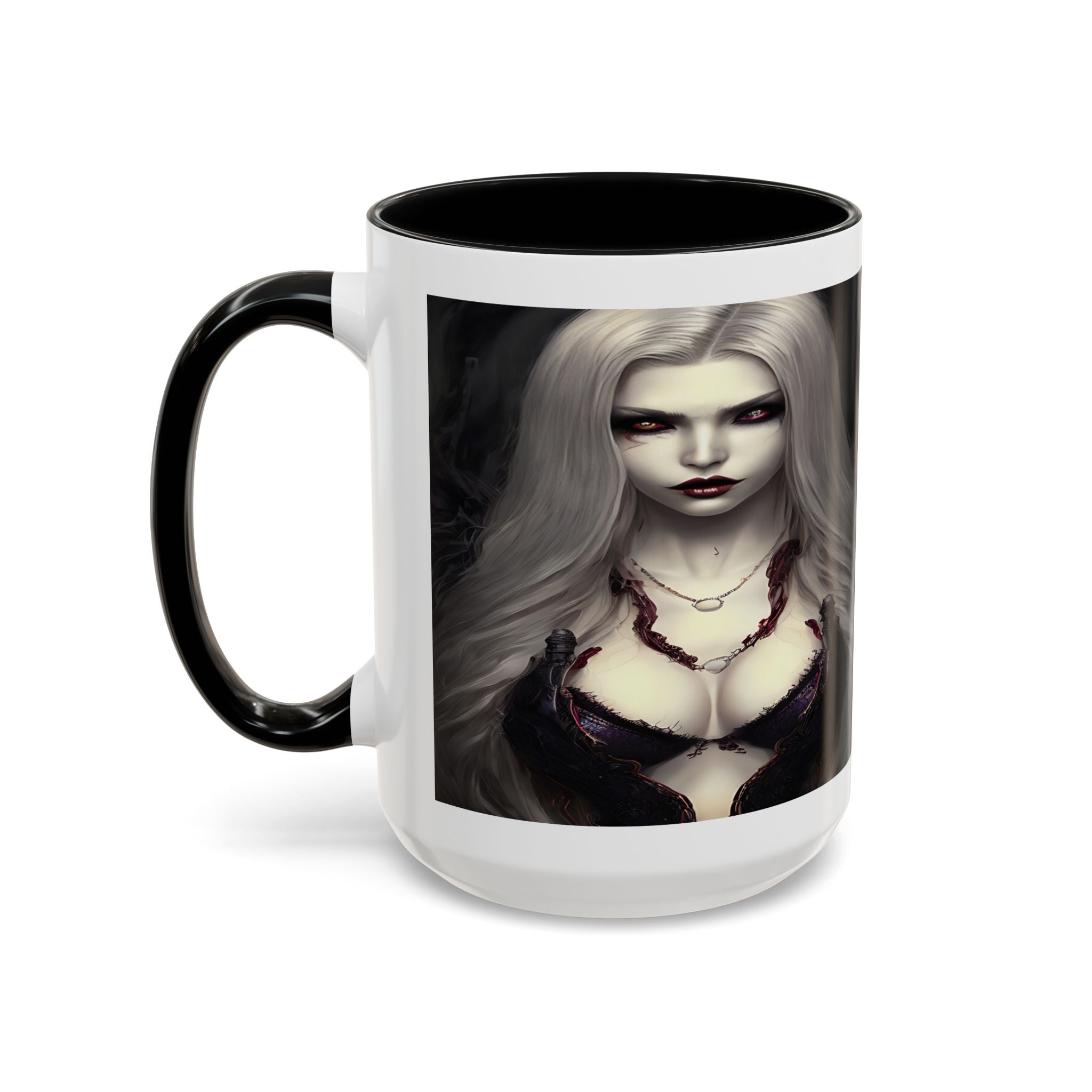 sexy busty woman vampire Gothic Fantasy Coffee Mug - 11oz & 15oz horror art