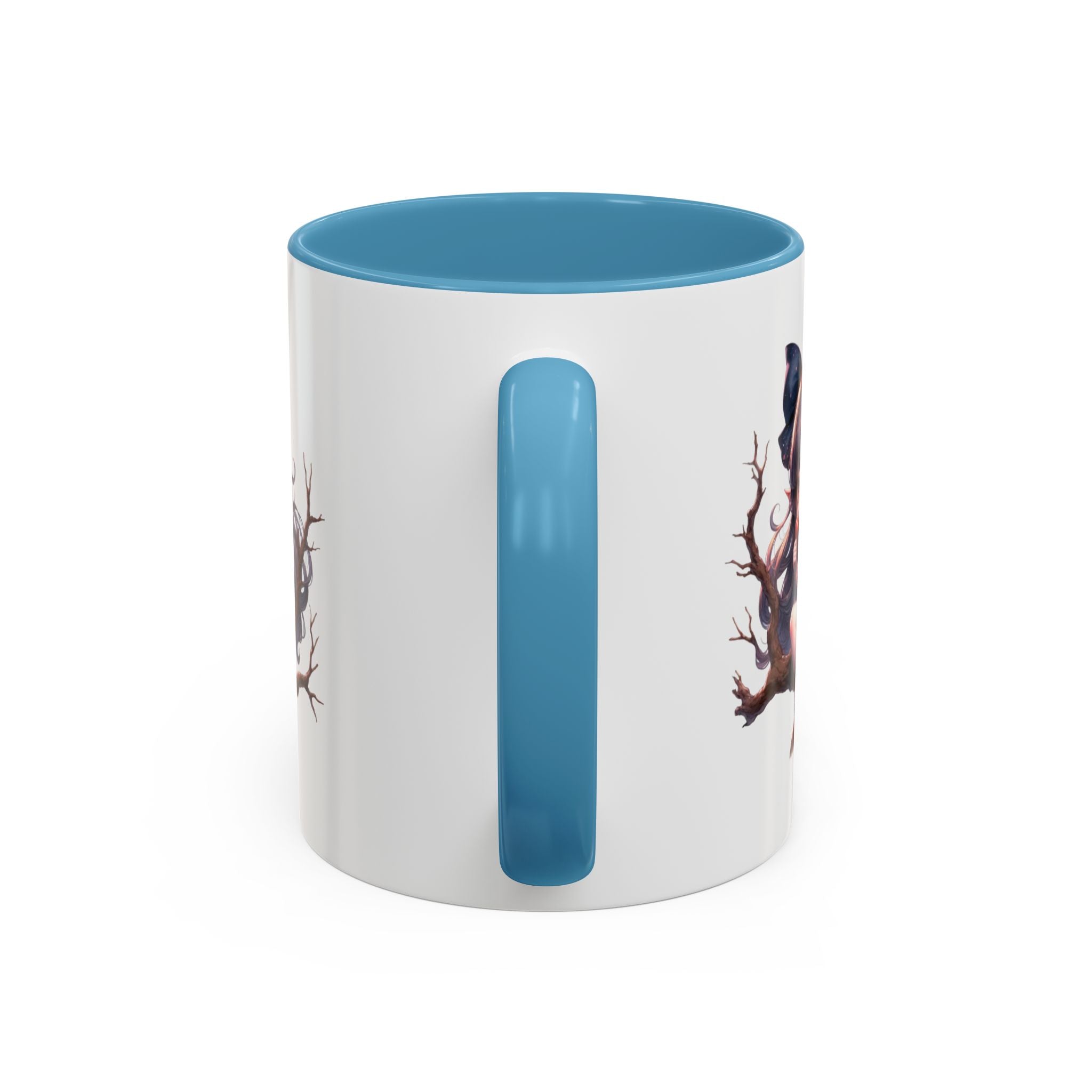 gothic vampire girl in tree horror art Accent Coffee Mug (11, 15oz) png16