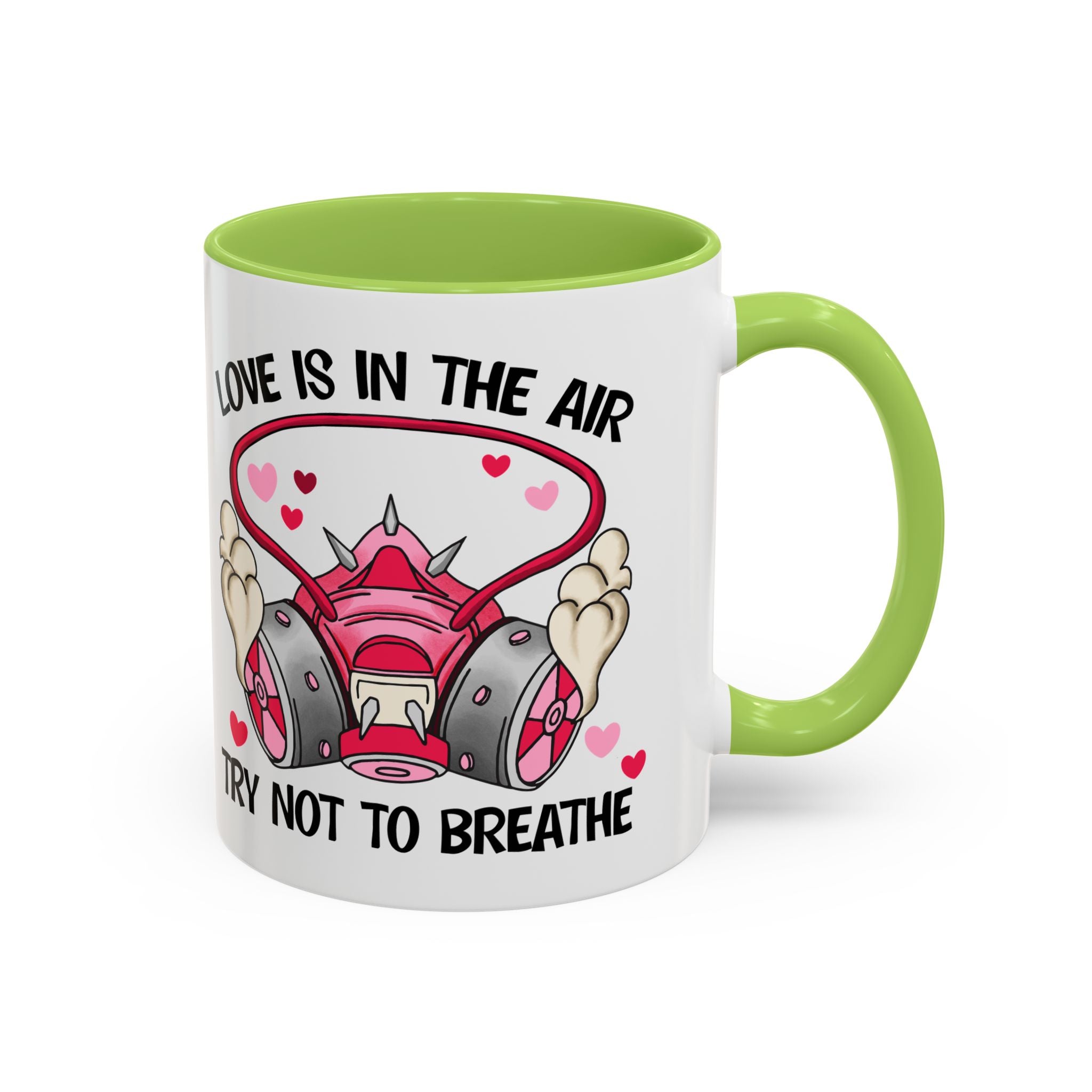 Love Is In The Air Gas Mask Coffee Mug — Funny anti Valentine Gift (11/15oz)