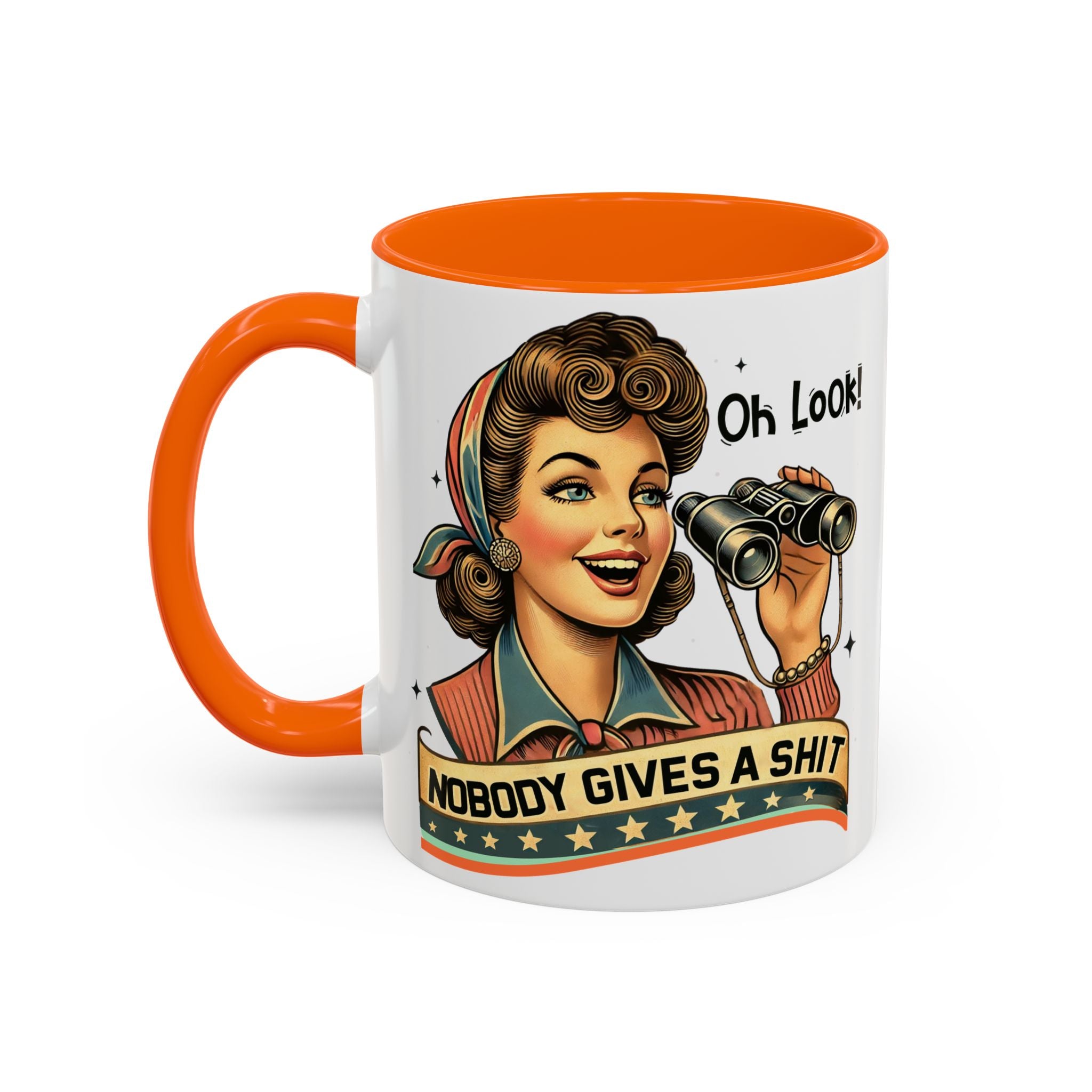 Nobody Gives a Shit Retro Coffee Mug — Funny Vintage Pin-Up Accent Mug (11/15oz)