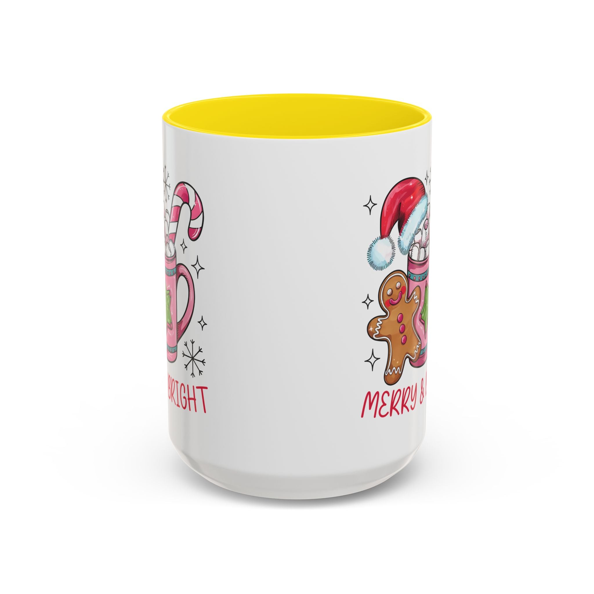 Festive Gingerbread Coffee Mug, Christmas Gift, Holiday Coffee Cup, Merry & Bright Mug, Winter Mug, Hot Chocolate Holder