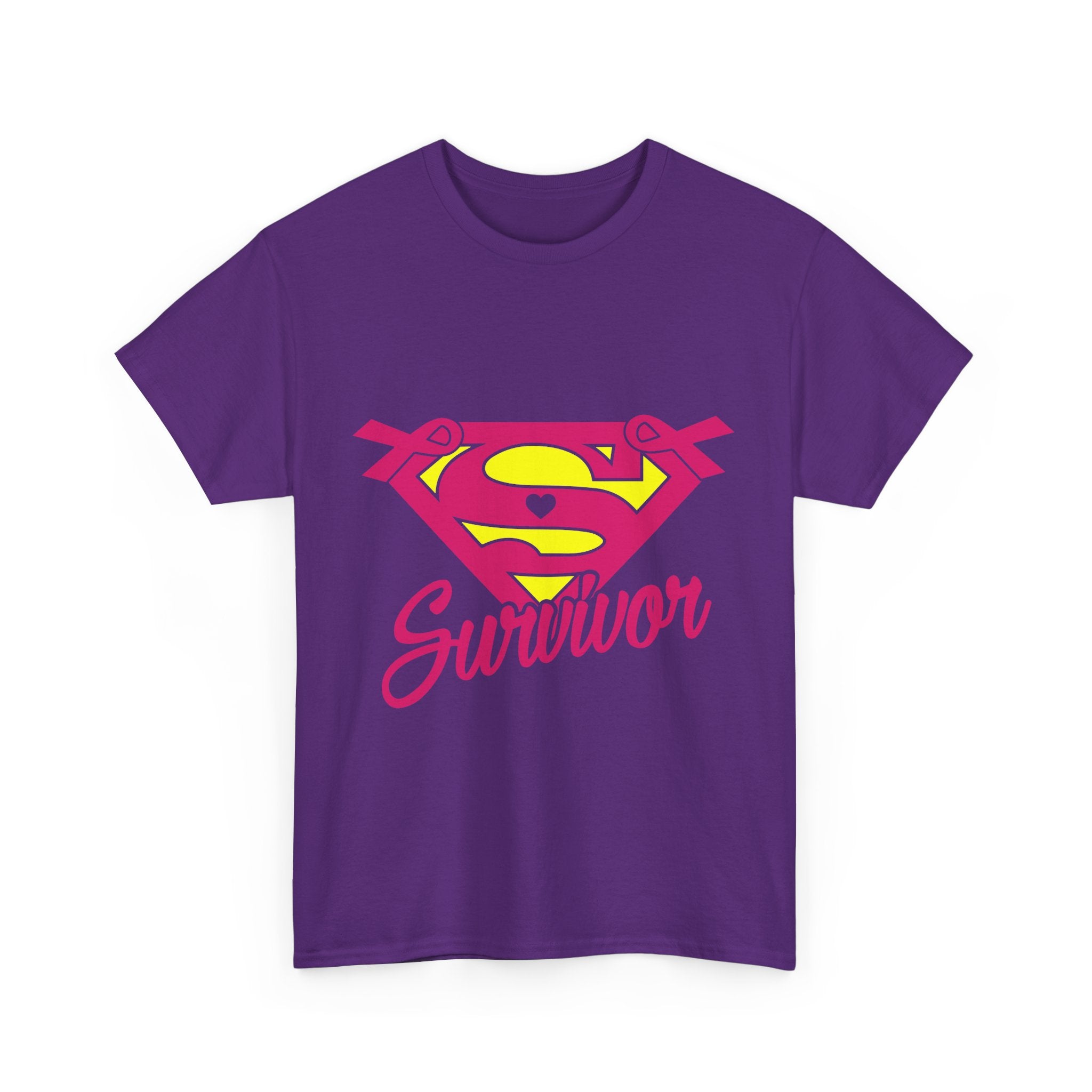 Super Survivor Unisex Heavy Cotton Tee, Support Cancer Awareness Shirt, Inspirational T-Shirt, Gift for Survivors, Motivational Apparel