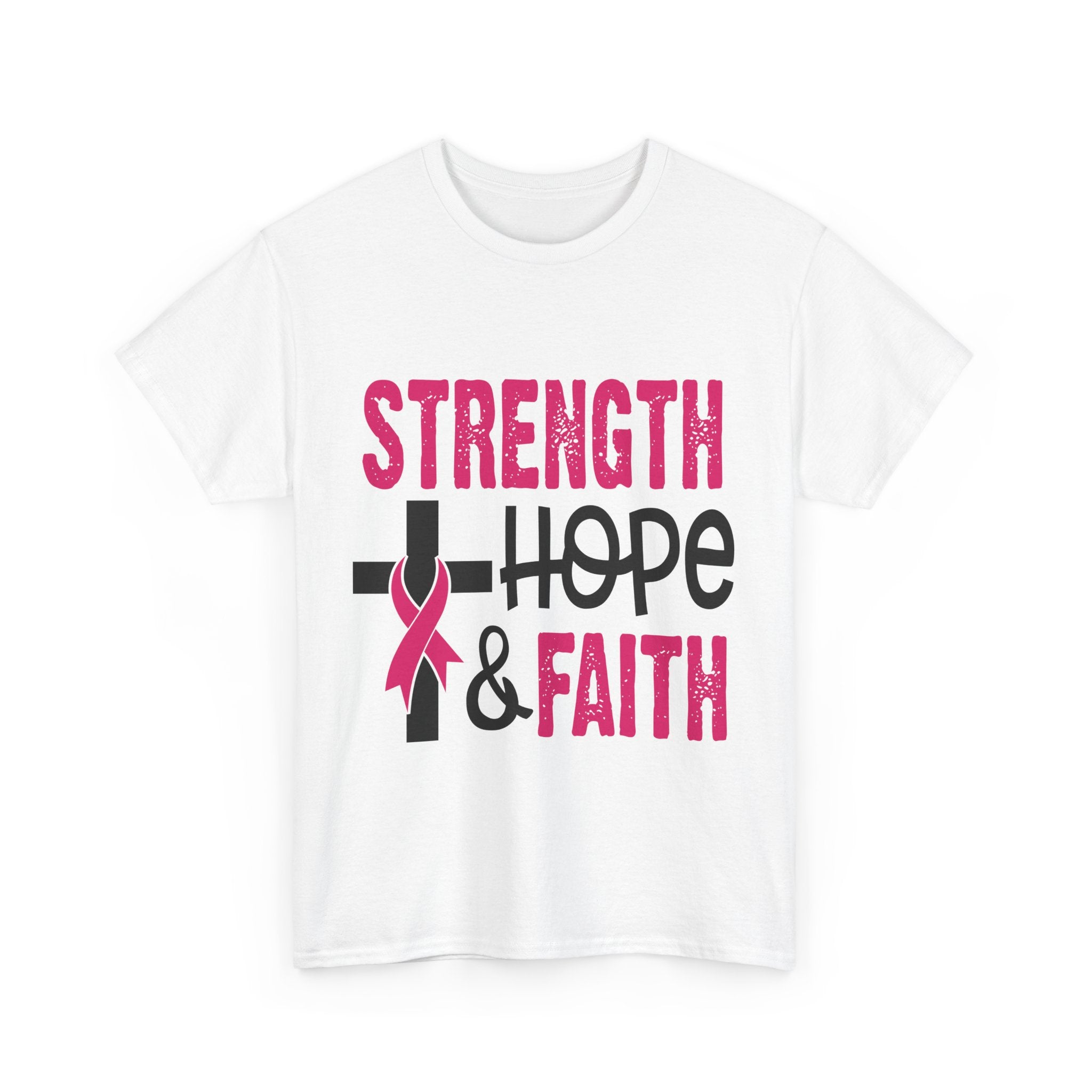 Unisex Cotton Tee - Strength, Hope & Faith, Inspirational Shirt, Breast Cancer Awareness Tee, Faith-Based Apparel, Motivational Gift