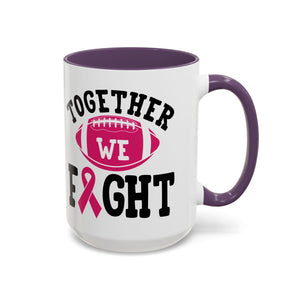 Together We Fight Pink Ribbon Coffee Mug, Support Breast Cancer Awareness, Gift for Survivors, Football Lovers, Empowerment