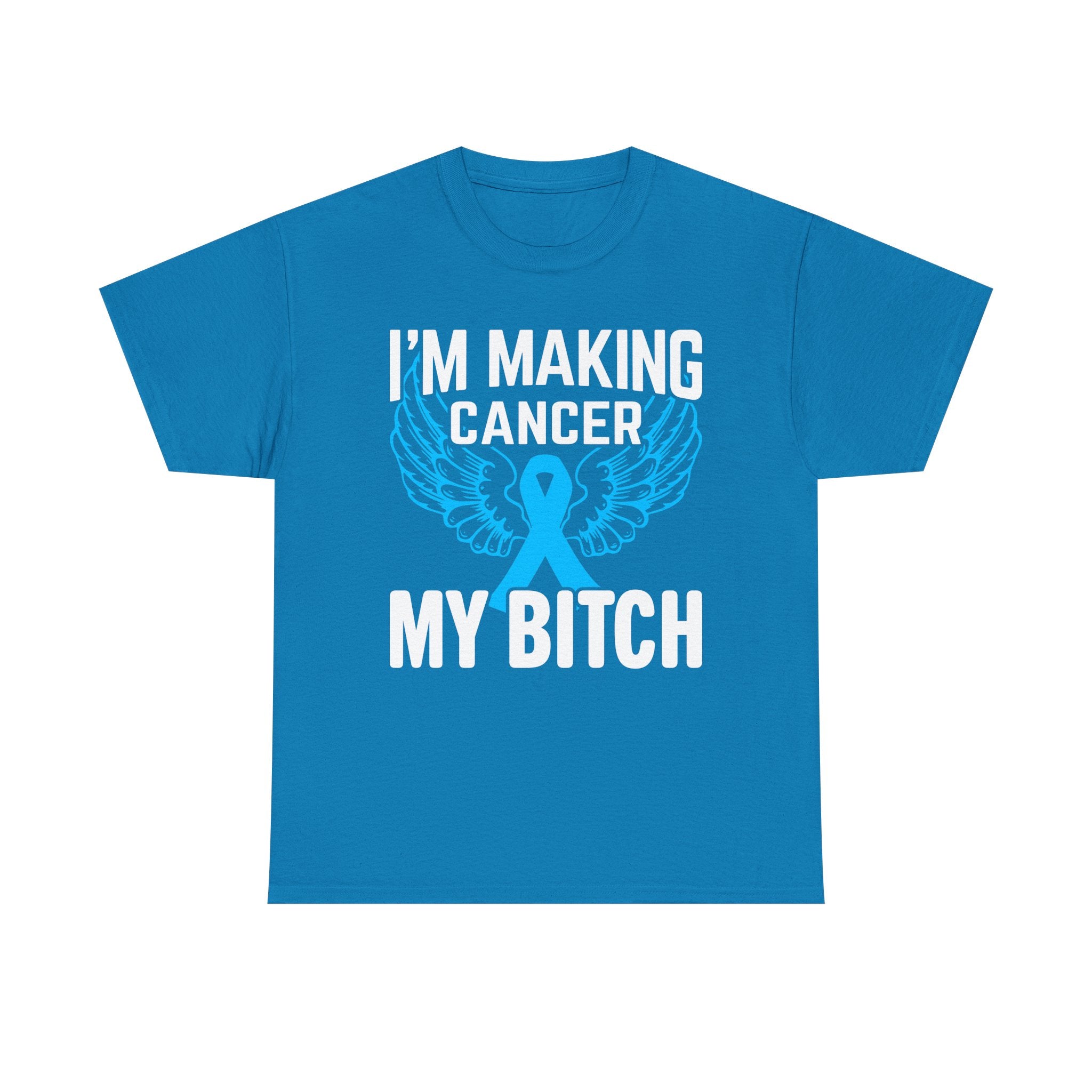 Angel Wings cancer Awareness Tee, Unisex Cotton Shirt for Support, Gift for Advocates, Fundraising Event Wear, Blue Ribbon Merchandise